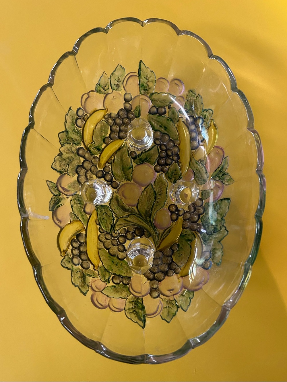 Vintage Indiana Glass “Banana Fruits” Oval Fruit Bowl
